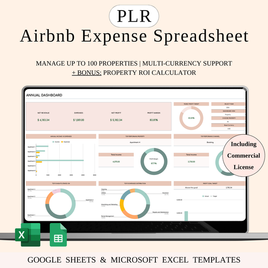 PLR - Airbnb Spreadsheet Template (Elegant Theme) Keyzai