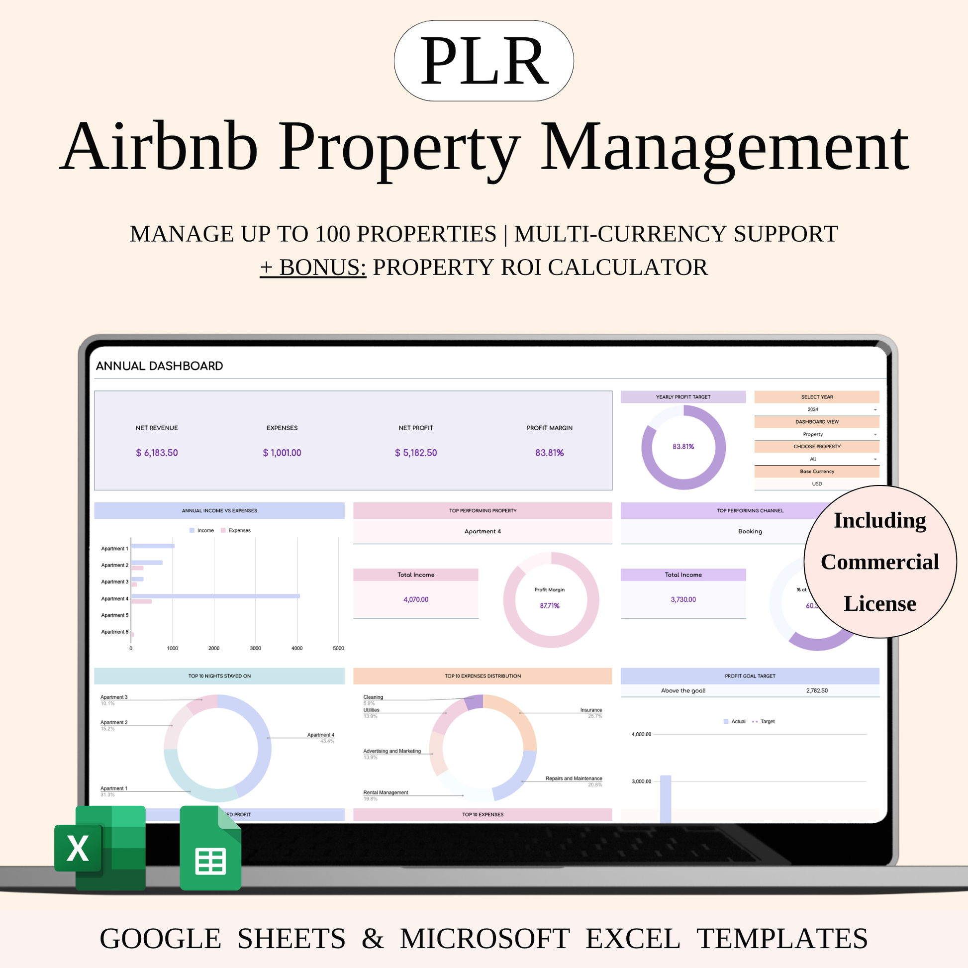 PLR - Airbnb Property Management Tracker (Rainbow Theme) Keyzai