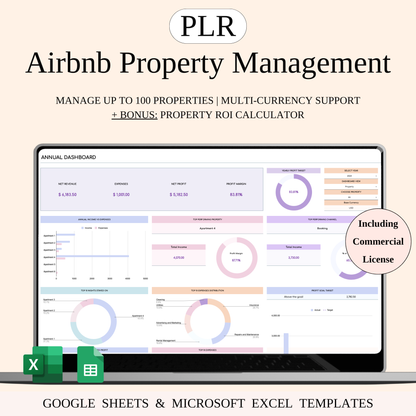 PLR - Airbnb Property Management Tracker (Rainbow Theme) Keyzai