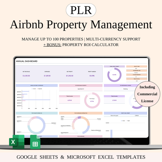 PLR - Airbnb Property Management Tracker (Rainbow Theme) Keyzai