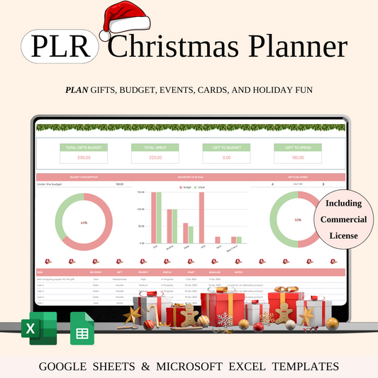 PLR - Christmas Planner Spreadsheet Template Keyzai