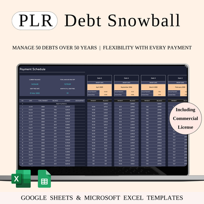 PLR - Debt Snowball Payoff Template (Dark Mode) Keyzai