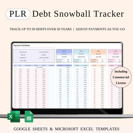 PLR - Debt Snowball Tracker Template (Rainbow Theme) Keyzai