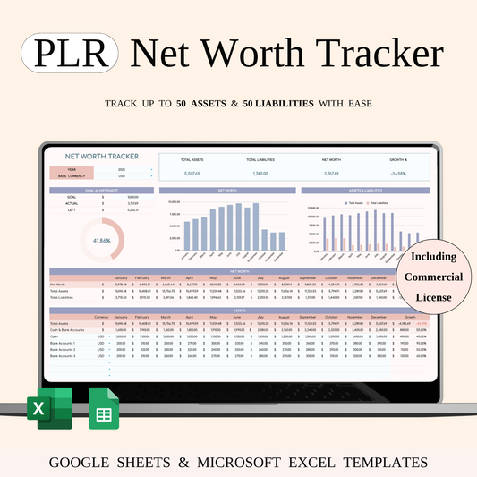 PLR - Net Worth Tracker Spreadsheet Keyzai