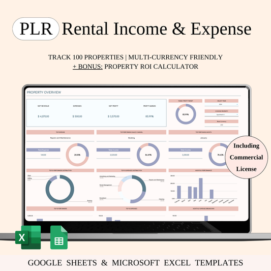 PLR - Rental Property Income & Expense Spreadsheet Keyzai
