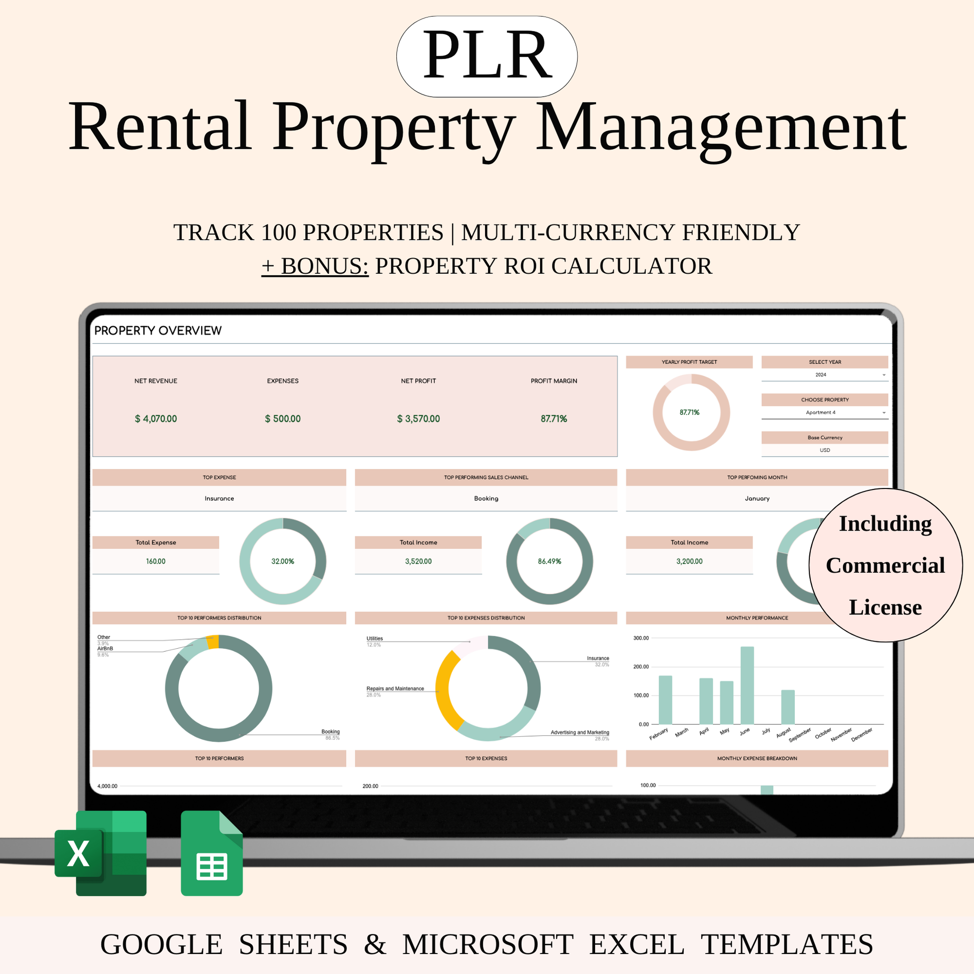PLR - Rental Property Management Spreadsheet (Elegant Theme) Keyzai