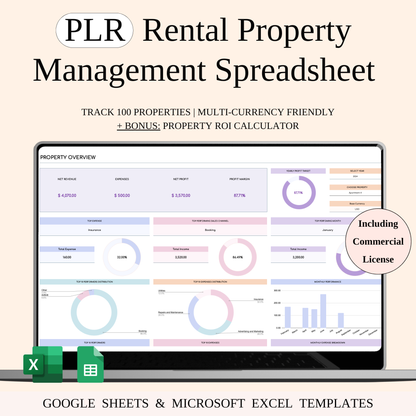 PLR - Rental Property Management Spreadsheet (Rainbow Theme) Keyzai