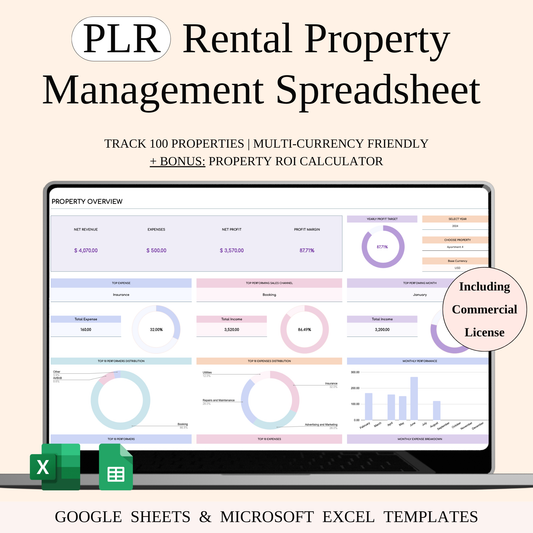 PLR - Rental Property Management Spreadsheet (Rainbow Theme) Keyzai