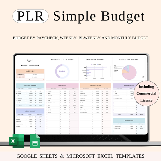 PLR - Ultimate Personal Finance Tracker Template (Rainbow Theme) Keyzai