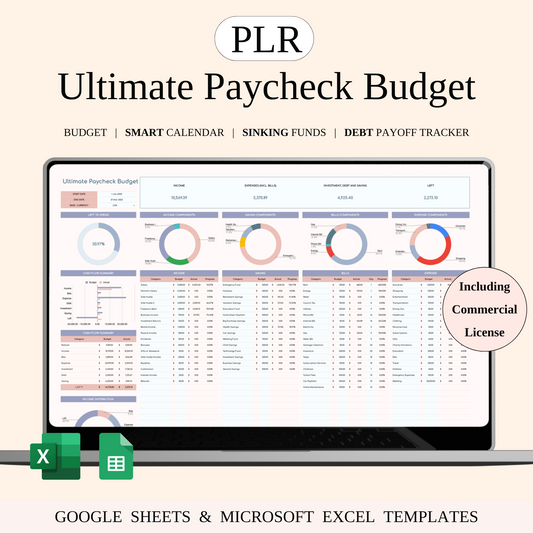PLR - Ultimate Paycheck Budget Spreadsheet Keyzai