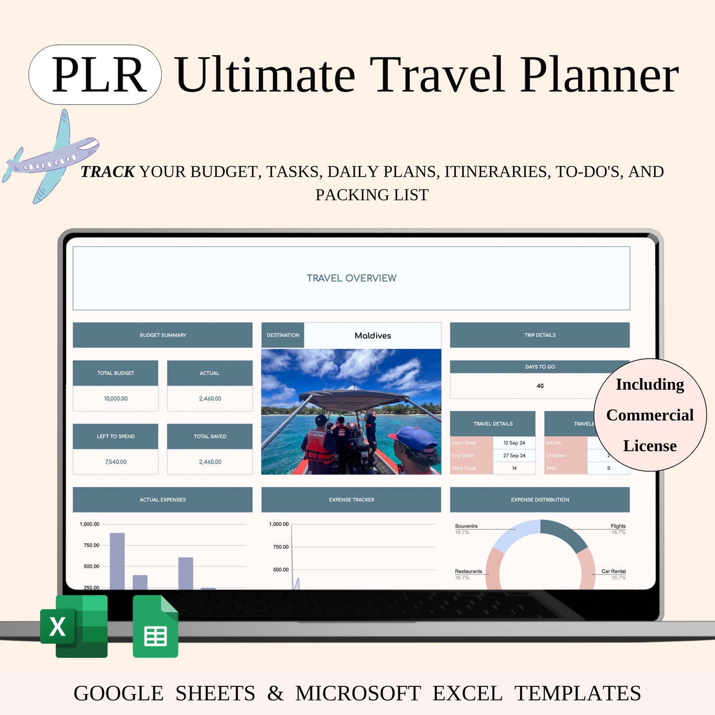 PLR - Ultimate Travel Planner Spreadsheet Template Keyzai