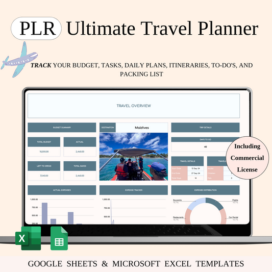 PLR - Ultimate Travel Planner Spreadsheet Template Keyzai