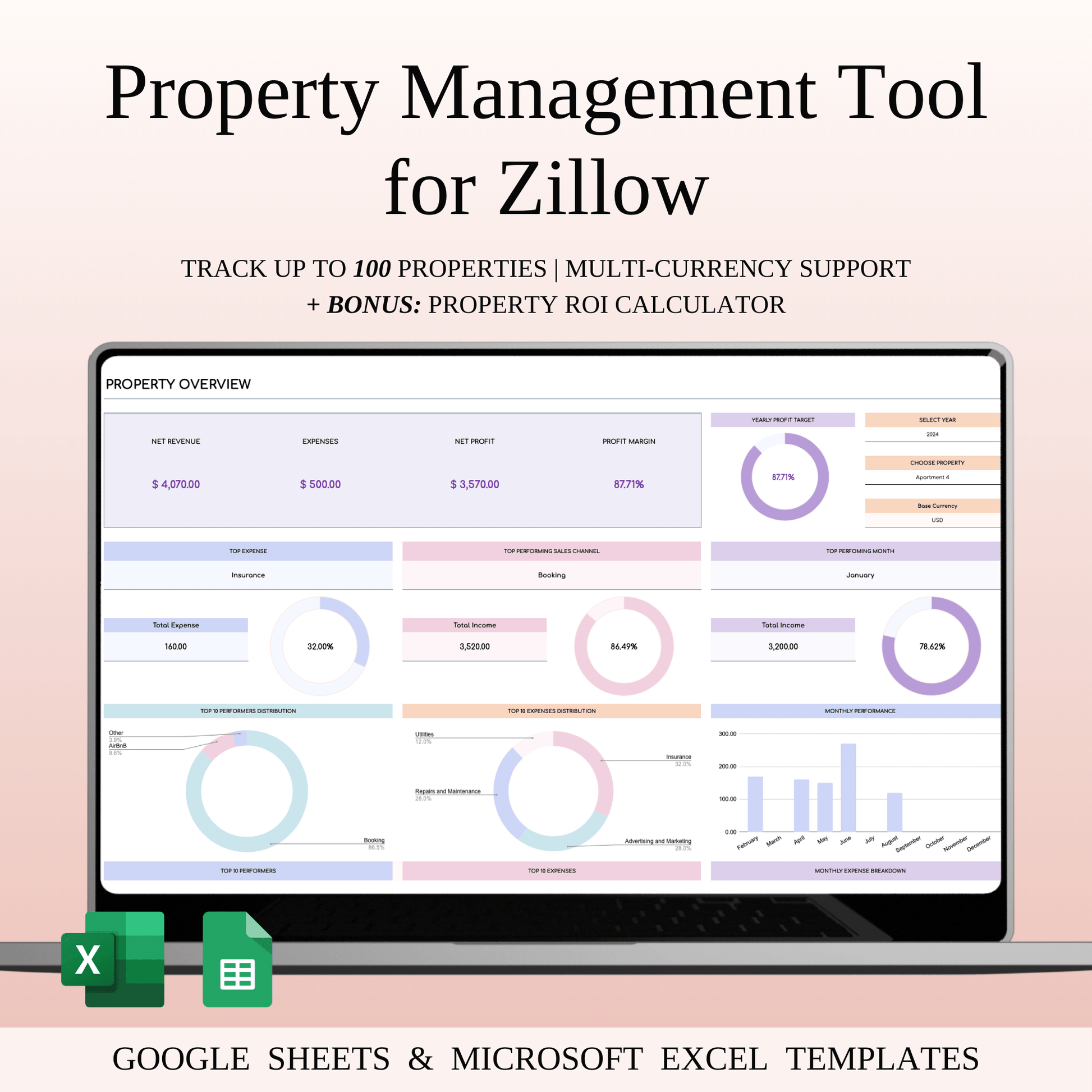 Property Management Tool for Zillow (Rainbow Theme) Keyzai