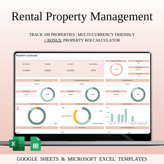 Rental Property Management Spreadsheet Template (Elegant Theme) Keyzai