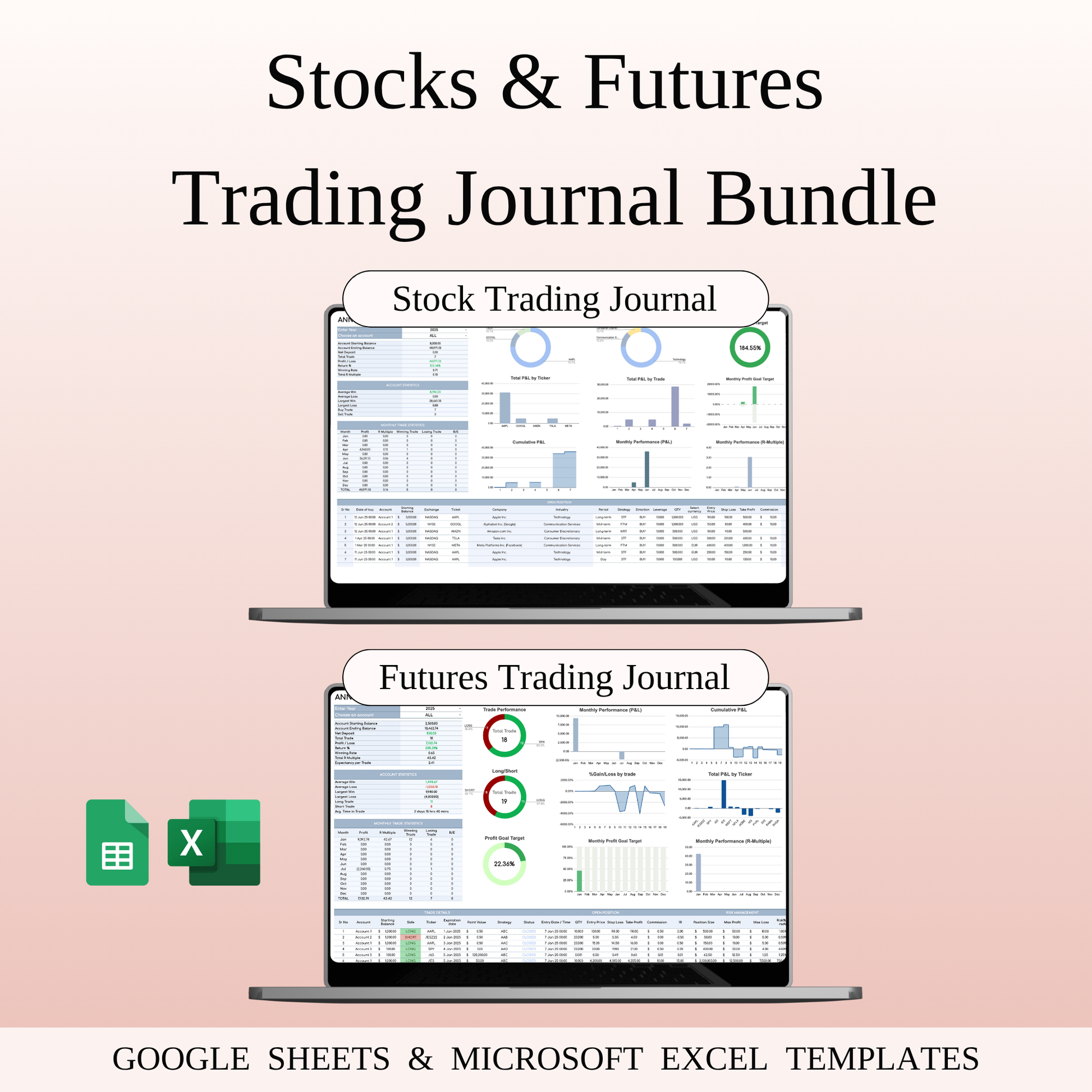 Stocks & Futures Trading Bundle – Google Sheets & Excel Keyzai