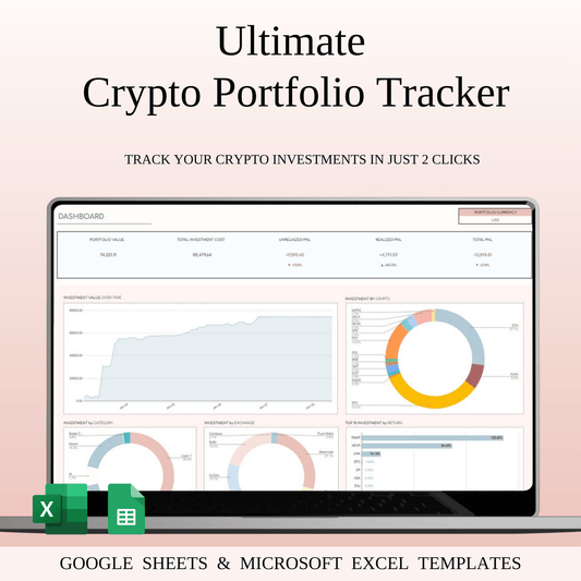 Cryptocurrency Investment Portfolio Tracker Spreadsheet for Excel & Google Sheets