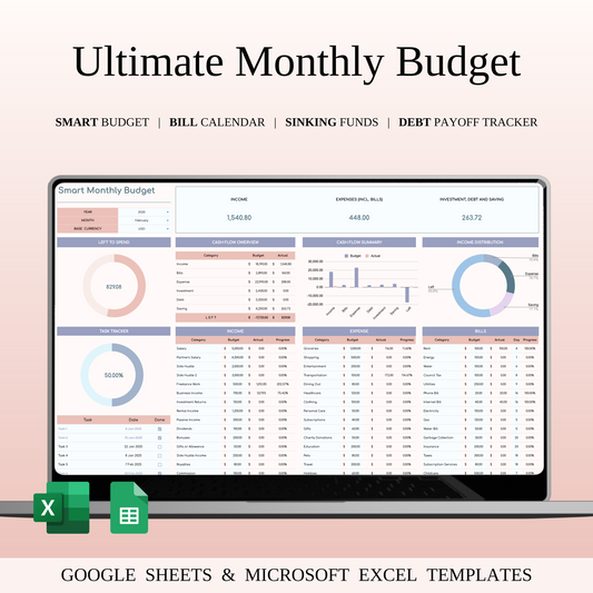 Ultimate Monthly Budget Spreadsheet Template Excel & Google Sheets Keyzai