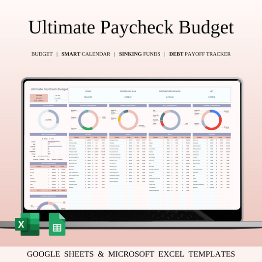 Ultimate Paycheck Budget Spreadsheet Template Excel & Google Sheets