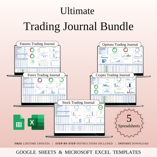 Ultimate Trading Journal Bundle Template for Google Sheets & Excel Keyzai