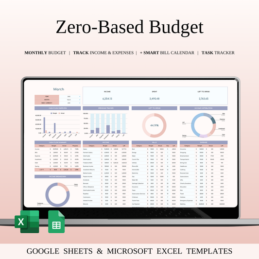 Zero-Based Budget Spreadsheet Template in Excel and Google Sheets Keyzai